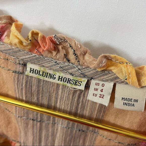 Holding Horses Anthropologie Faye Burnout Plaid Printed Pleat Tank Top Blouse - Picture 5 of 6